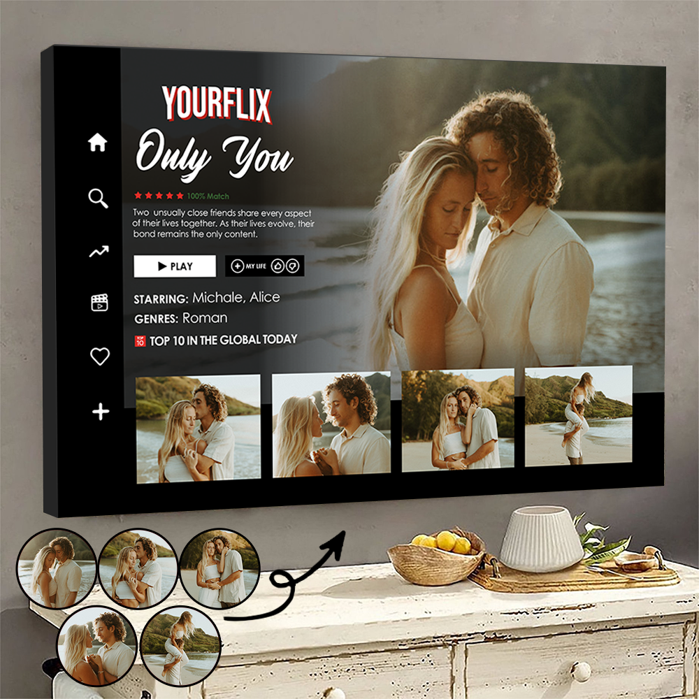Personalized Couple Yourflix Movie Landscape Poster, Gift for Couples Anniversary Movie Poster