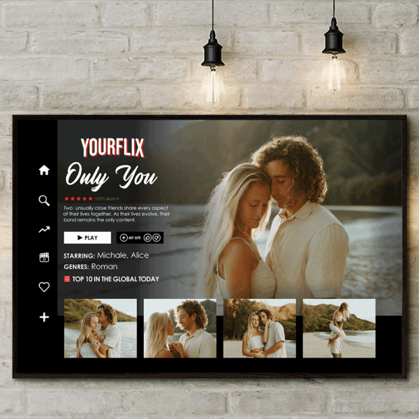 Personalized Couple Yourflix Movie Landscape Poster, Gift for Couples Anniversary Movie Poster - Image 4