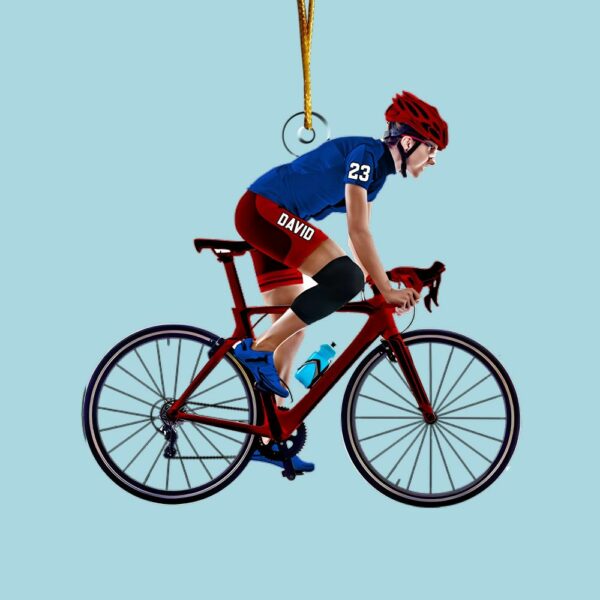Personalized Cyclist Biker Ornament, Cyclist Gear Ornament, Custom Bicycle Ornament, Cycling Acrylic Ornament, Bicycle Cyclist Ornament - Image 4
