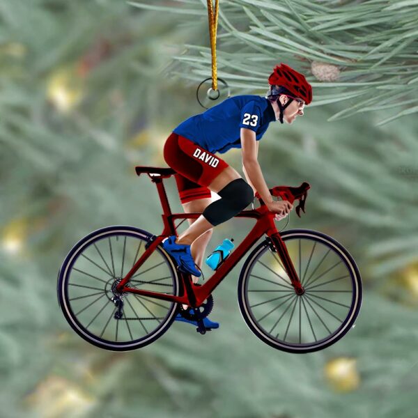 Personalized Cyclist Biker Ornament, Cyclist Gear Ornament, Custom Bicycle Ornament, Cycling Acrylic Ornament, Bicycle Cyclist Ornament - Image 2