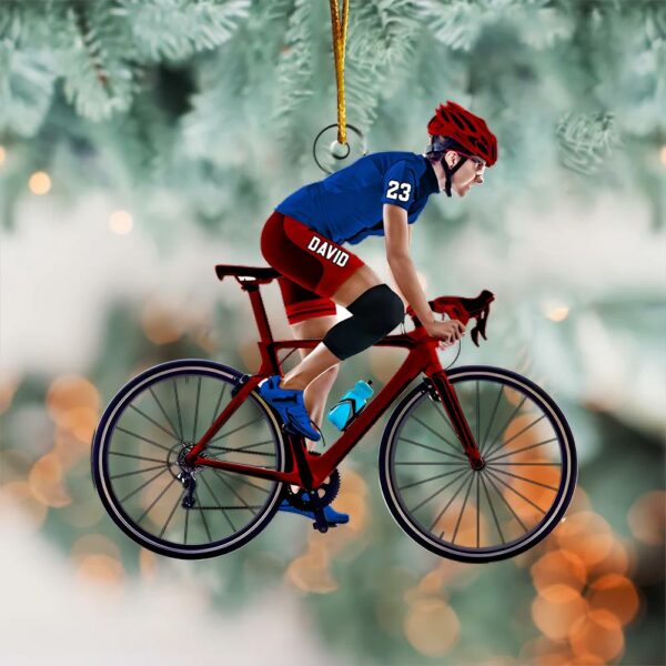Personalized Cyclist Biker Ornament, Cyclist Gear Ornament, Custom Bicycle Ornament, Cycling Acrylic Ornament, Bicycle Cyclist Ornament