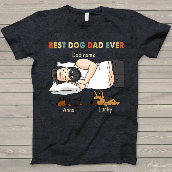 Personalized Dad Bod Sleeping With Dogs, Best Dog Dad Ever Funny T-Shirt Gift For Dog Dad - Image 5