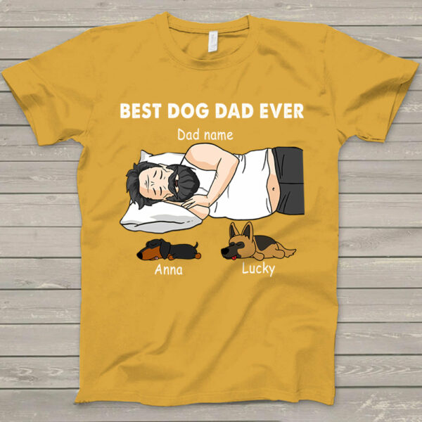 Personalized Dad Bod Sleeping With Dogs, Best Dog Dad Ever Funny T-Shirt Gift For Dog Dad - Image 9