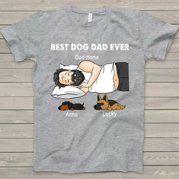 Personalized Dad Bod Sleeping With Dogs, Best Dog Dad Ever Funny T-Shirt Gift For Dog Dad - Image 10