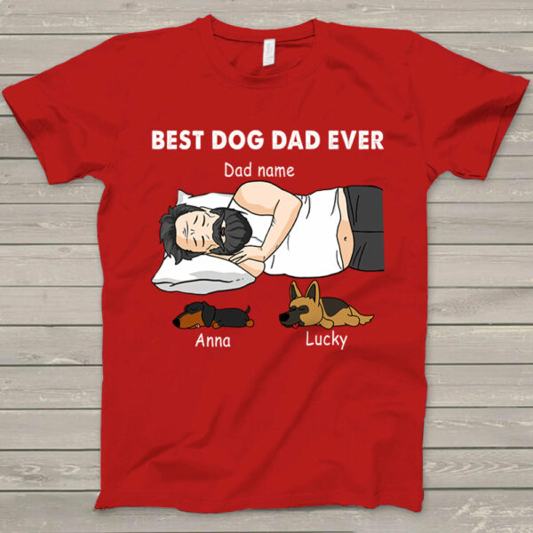 Personalized Dad Bod Sleeping With Dogs, Best Dog Dad Ever Funny T-Shirt Gift For Dog Dad - Image 6