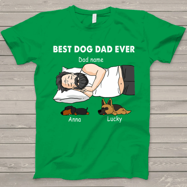 Personalized Dad Bod Sleeping With Dogs, Best Dog Dad Ever Funny T-Shirt Gift For Dog Dad - Image 8