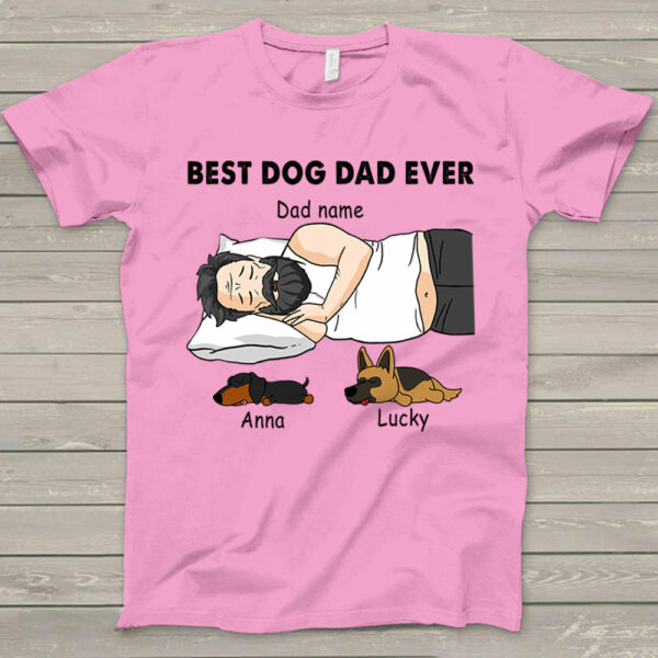 Personalized Dad Bod Sleeping With Dogs, Best Dog Dad Ever Funny T-Shirt Gift For Dog Dad - Image 7