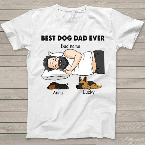 Personalized Dad Bod Sleeping With Dogs, Best Dog Dad Ever Funny T-Shirt Gift For Dog Dad - Image 11