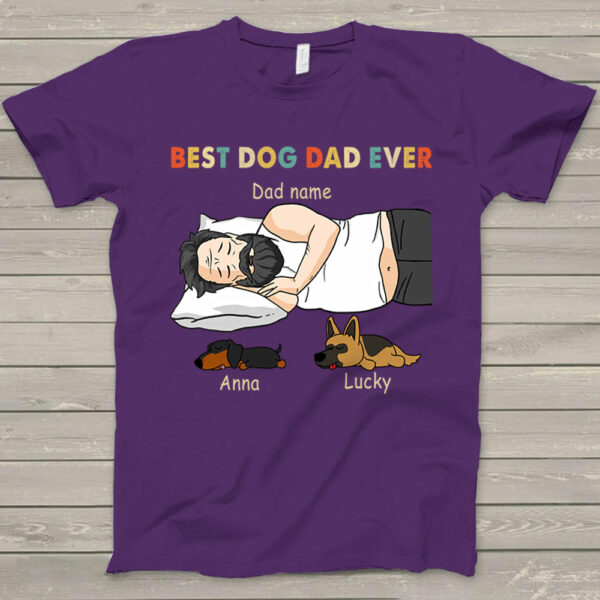 Personalized Dad Bod Sleeping With Dogs, Best Dog Dad Ever Funny T-Shirt Gift For Dog Dad - Image 2