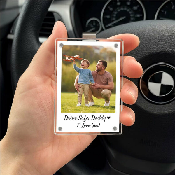 Personalized Dad Car Visor Clip PHOTO INCLUDED, Father's Day Gift for Dad Grandpa, Drive Safe Sun Visor, New Dad Gift, Dad Picture Frame - Image 6