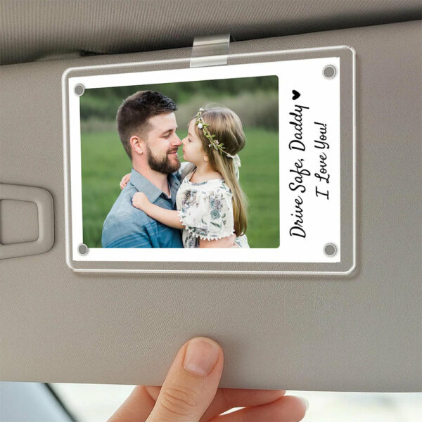 Personalized Dad Car Visor Clip PHOTO INCLUDED, Father's Day Gift for Dad Grandpa, Drive Safe Sun Visor, New Dad Gift, Dad Picture Frame - Image 9