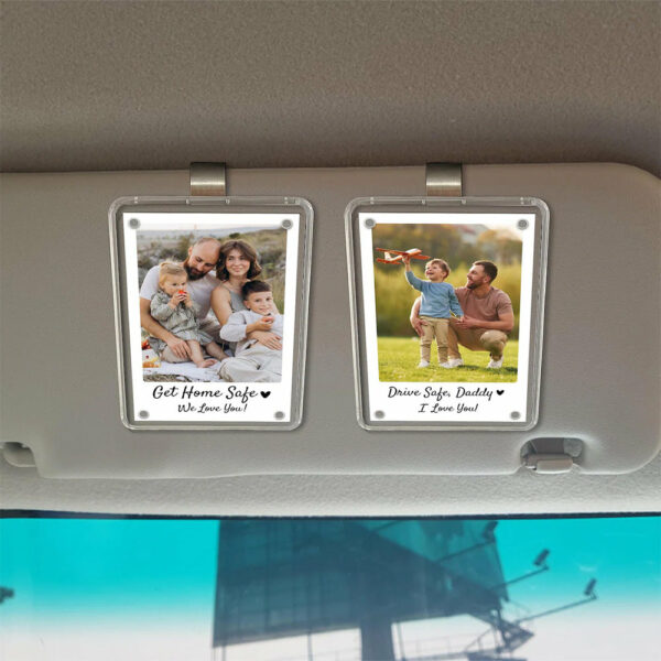 Personalized Dad Car Visor Clip PHOTO INCLUDED, Father's Day Gift for Dad Grandpa, Drive Safe Sun Visor, New Dad Gift, Dad Picture Frame - Image 3