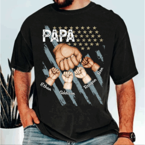Personalized Dad Fist Bump Shirt, Custom Dad And Kids Names, Father's Day Gift