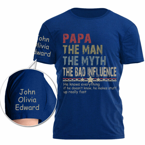 Personalized Dad Papa Grandpa Shirt, Custom Papa Legend Influence T-Shirt, Custom Birthday Fathers Day Gift - Image 6