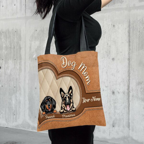 Personalized Dog Mom Tote Bag Dog Mom With Dog Breed Leather Pattern Tote Bag For Dog Mom - Custom Gifts For Dog Lovers - Image 3