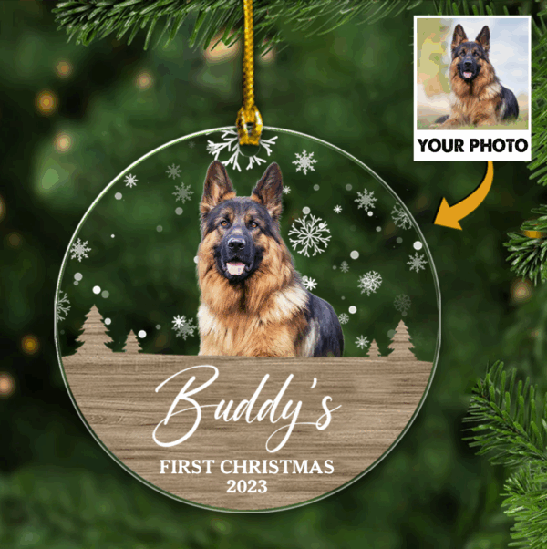 Personalized Dog Ornaments, Gift for Dog Lovers - First Christmas, Custom Photo