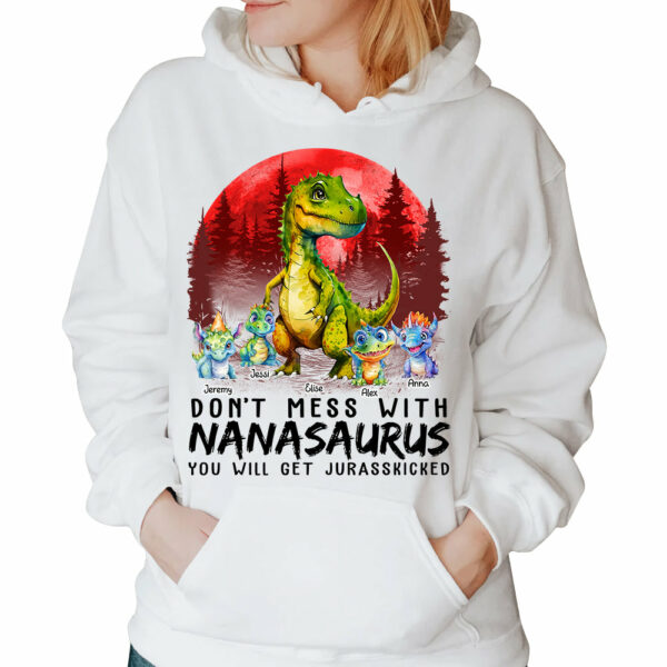 Personalized Don't Mess With Nanasaurus You Will Get Jurasskicked Personalized Shirt With Kids - Image 4