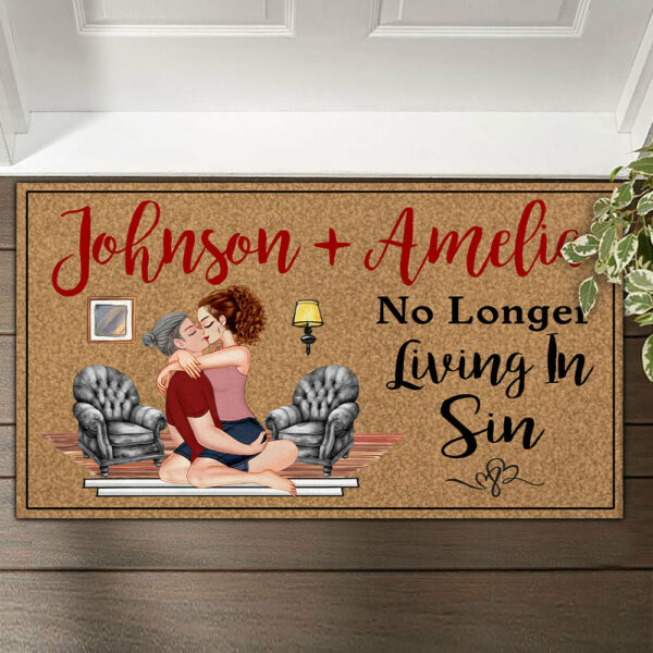 Personalized Doormat For Couples - Another Year Living In Sin NA04 - Image 3