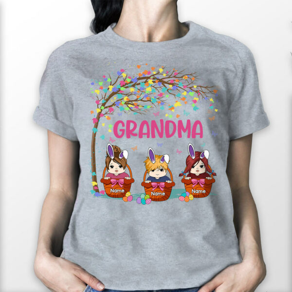 Personalized Easter Basket Bunnies Shirt For Grandma - Image 2