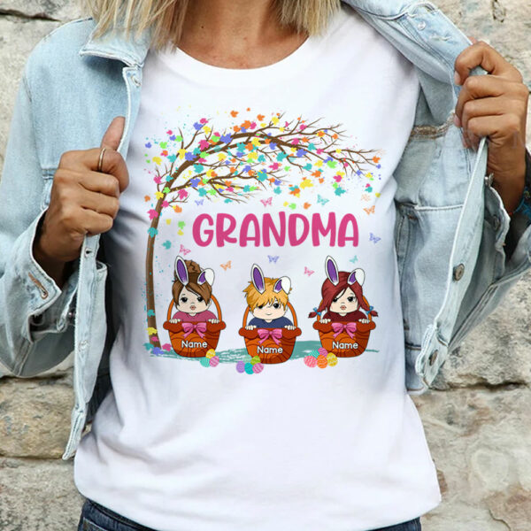 Personalized Easter Basket Bunnies Shirt For Grandma - Image 3