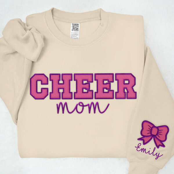 Personalized Embroidered Cheer Mom Shirt - Image 4