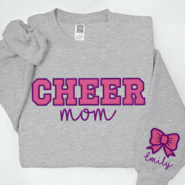 Personalized Embroidered Cheer Mom Shirt - Image 2