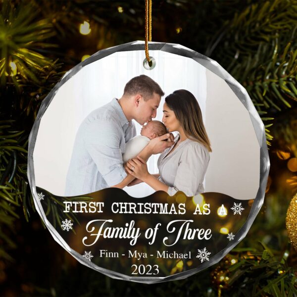 Personalized Family Photo Ornament - First Christmas As A Family of Three, Gift For Parents - Image 5