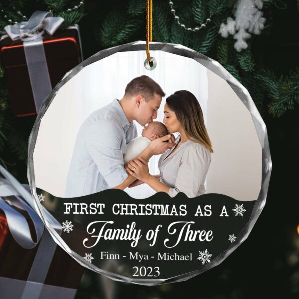 Personalized Family Photo Ornament - First Christmas As A Family of Three, Gift For Parents - Image 3