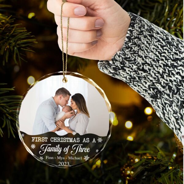 Personalized Family Photo Ornament - First Christmas As A Family of Three, Gift For Parents - Image 6