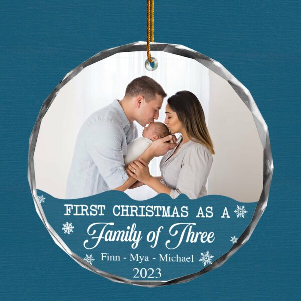 Personalized Family Photo Ornament - First Christmas As A Family of Three, Gift For Parents - Image 4