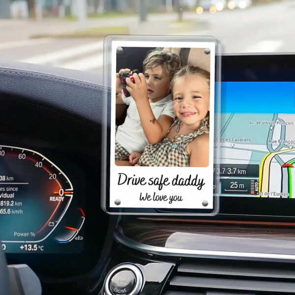 Personalized Father's Day Gift For Dad, Custom Dad And Son Photo Car Visor Clip, Dad And Daughter Gifts, Drive Safe Daddy Photo Visor Clip - Image 2