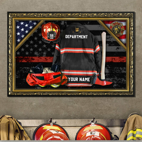 Personalized Firefighter Armor Clothes And Helmet Frame Canvas Gift For Firefighter Canvas K1702 - Image 4