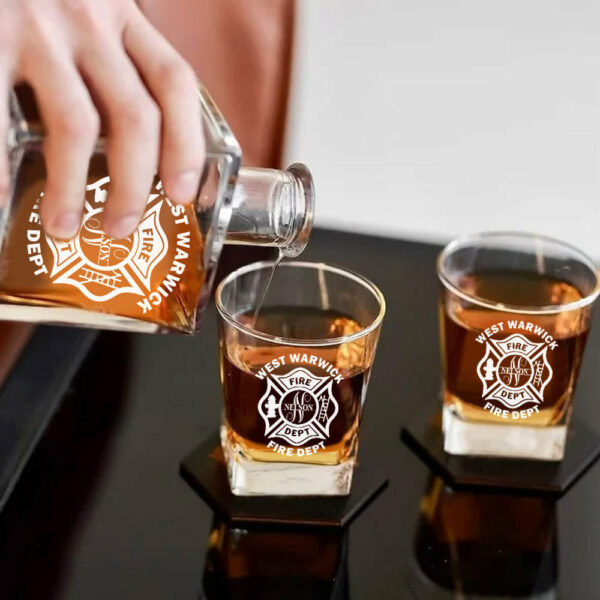 Personalized Firefighter Hexagon Decanter Set Full Custom Fire Department with Monogram for Firefighter Gift H2511 - Image 5