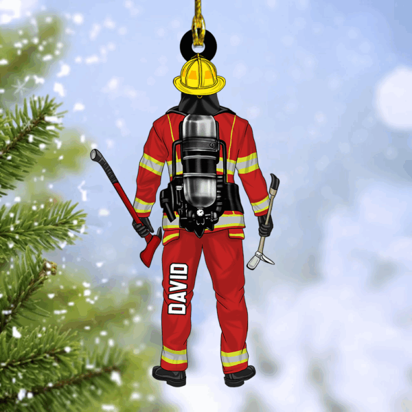 Personalized Firefighter Ornament For Fireman, Custom Firefighter Christmas Ornament - Image 4