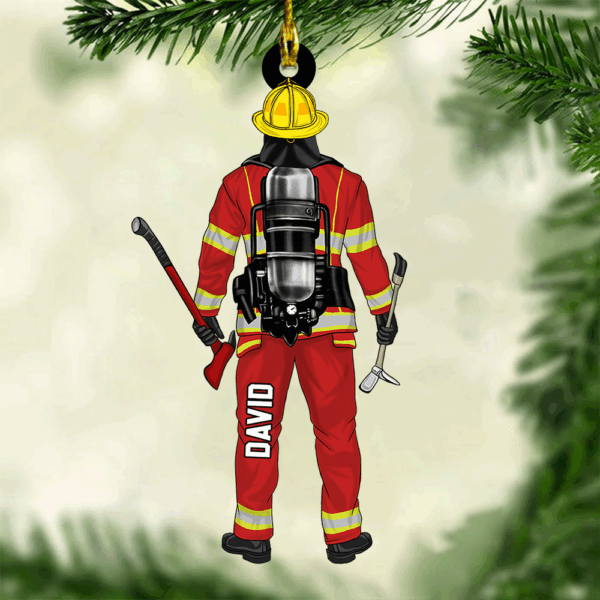 Personalized Firefighter Ornament For Fireman, Custom Firefighter Christmas Ornament - Image 3