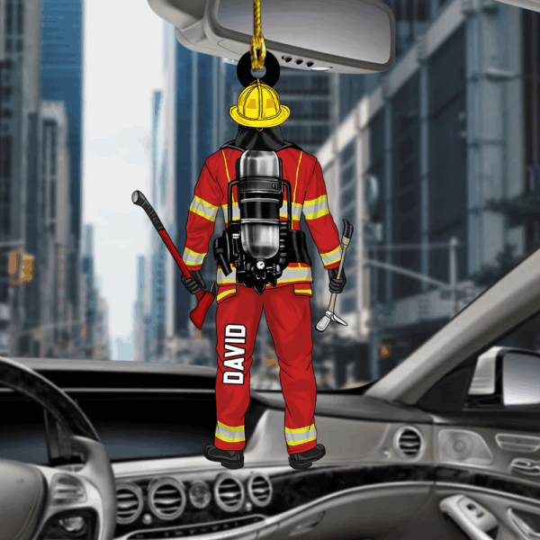 Personalized Firefighter Ornament For Fireman, Custom Firefighter Christmas Ornament - Image 5