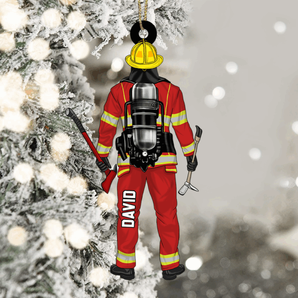 Personalized Firefighter Ornament For Fireman, Custom Firefighter Christmas Ornament - Image 2