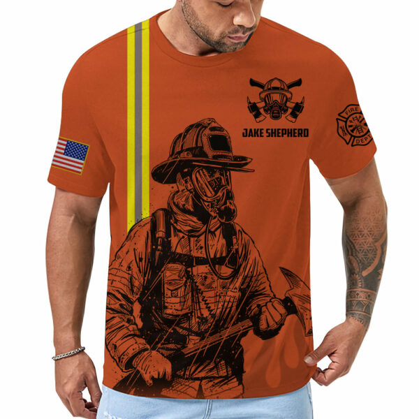 Personalized Firefighter Shirts Custom Name Number & Logo Gifts For Fireman Retired Firefighter All Over Print Shirt K1702 - Image 5