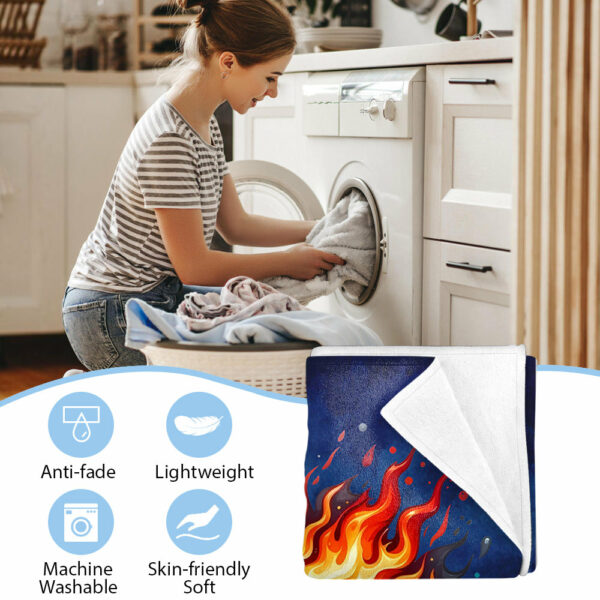 Personalized Flaming Basketball Football Sports Ball Design Soft Throw Blanket with Name and Number Birthday Match Day Gift for Team Ball Games Lovers - Image 5