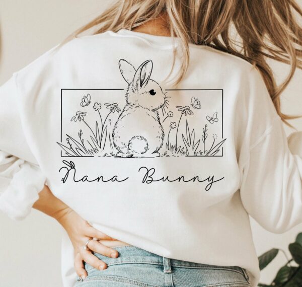 Personalized Floral Grandma Bunny Easter Sweatshirt, Spring Flowers Sweatshirt, Easter Sweatshirt, Gifts for Mother's Day, Happy Easter Day