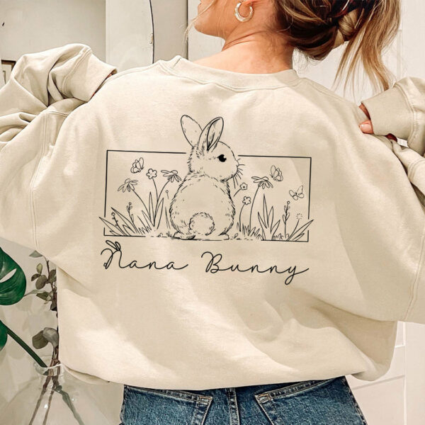 Personalized Floral Grandma Bunny Easter Sweatshirt, Spring Flowers Sweatshirt, Easter Sweatshirt, Gifts for Mother's Day, Happy Easter Day - Image 2