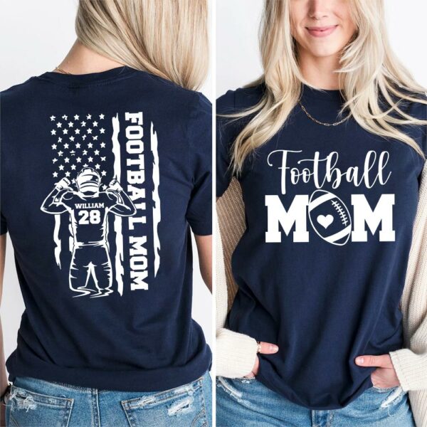 Personalized Football Mom Shirt - Custom Football Mom Gift Football Shirt - Image 2