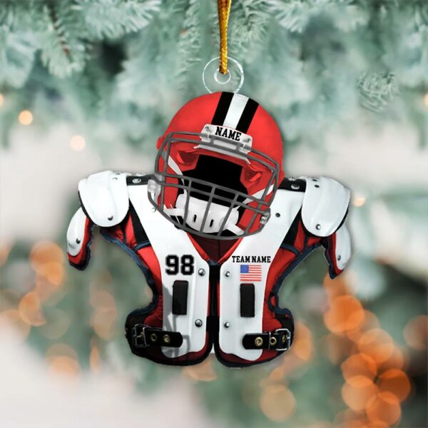 Personalized Football Shoulder Pads & Helmet Acrylic Ornament - Car Mirror Hanger, Backpack Charm, Home & Party Decor - Image 5