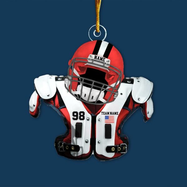 Personalized Football Shoulder Pads & Helmet Acrylic Ornament - Car Mirror Hanger, Backpack Charm, Home & Party Decor - Image 4
