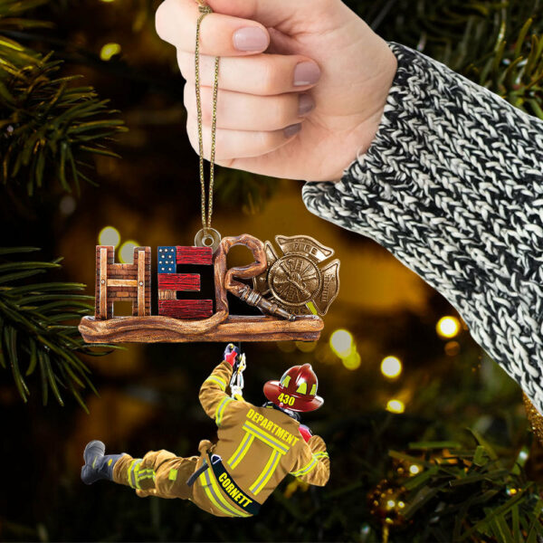 Personalized Gift Firefighter Hero Personalized Christmas Acrylic Ornament K1702 - Image 4