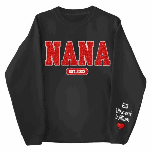 Personalized Glitter Custom Name Mimi Nana Grandma Est And Kids Sweatshirt - Image 2