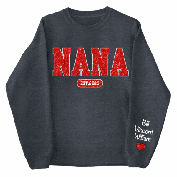 Personalized Glitter Custom Name Mimi Nana Grandma Est And Kids Sweatshirt - Image 3