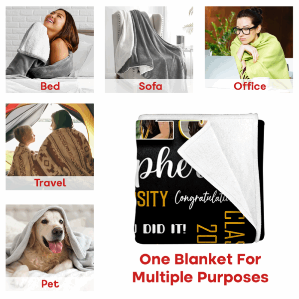 Personalized Graduation 2025 Photo Blanket Gift For College Grads - Graduation Class Of 2025 Gift K1702 - Image 3