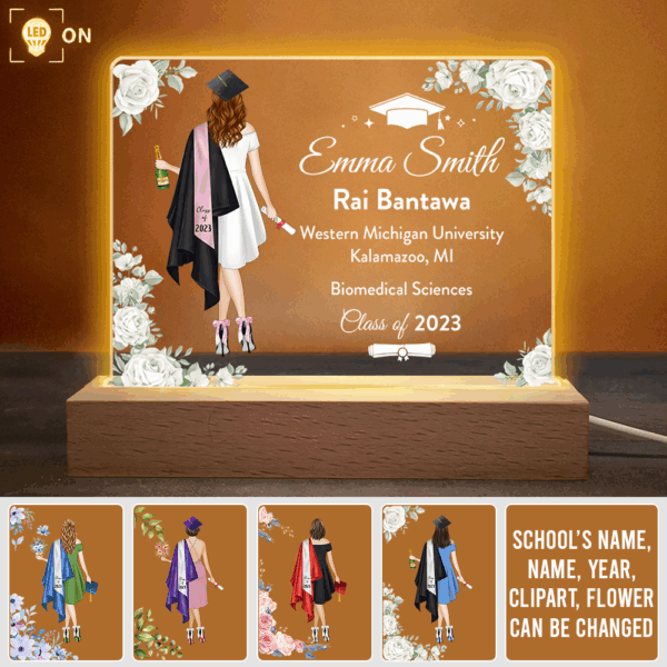 Personalized Graduation 3D Led Light Wooden Graduation Class of 2024 Senior Gift K1702 - Image 9