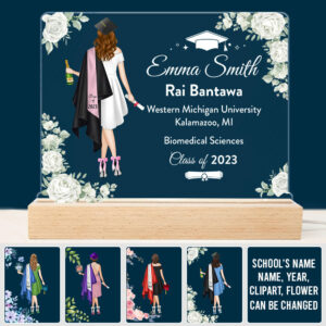 Personalized Graduation 3D Led Light Wooden Graduation Class of 2024 Senior Gift K1702